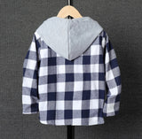 Deep Blue Plaid Hooded Top