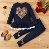 Leopard heart and bows outfit