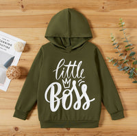 Green "little boss" hoodie