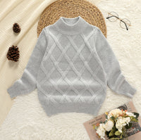 Mock Neck Textured Knit Sweater